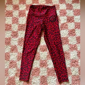 Cyclebar Onzie red black cheetah print leggings